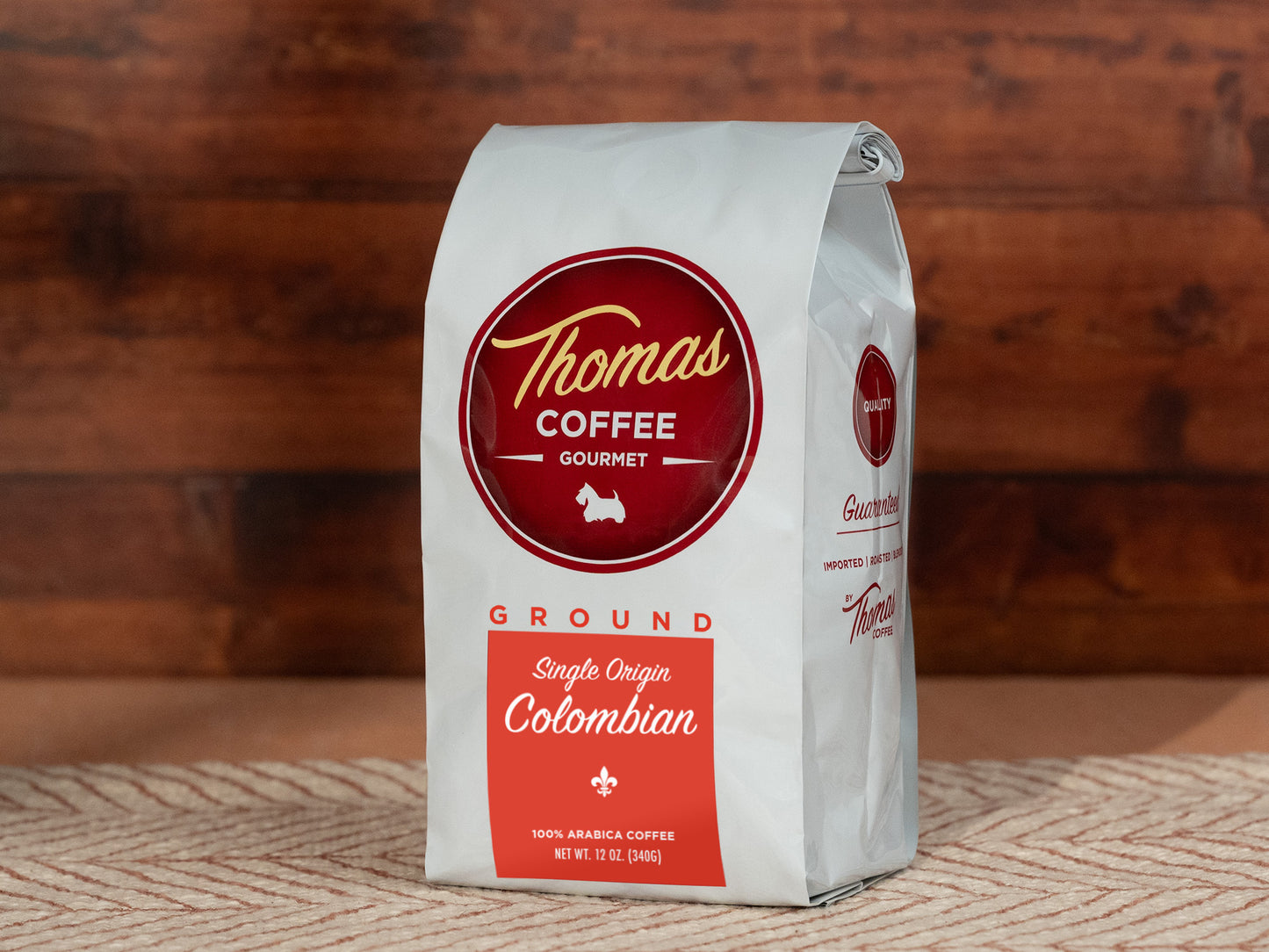 Thomas Coffee 12 oz Ground Colombian Product Photo - Front of Bag