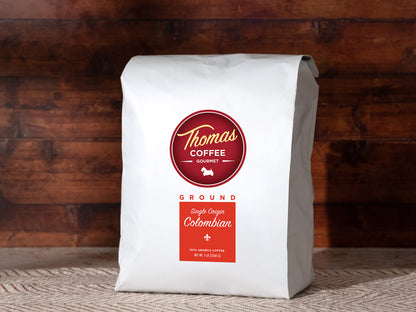 Thomas Coffee 5lb Ground Colombian Product Photo - Front of Bag

