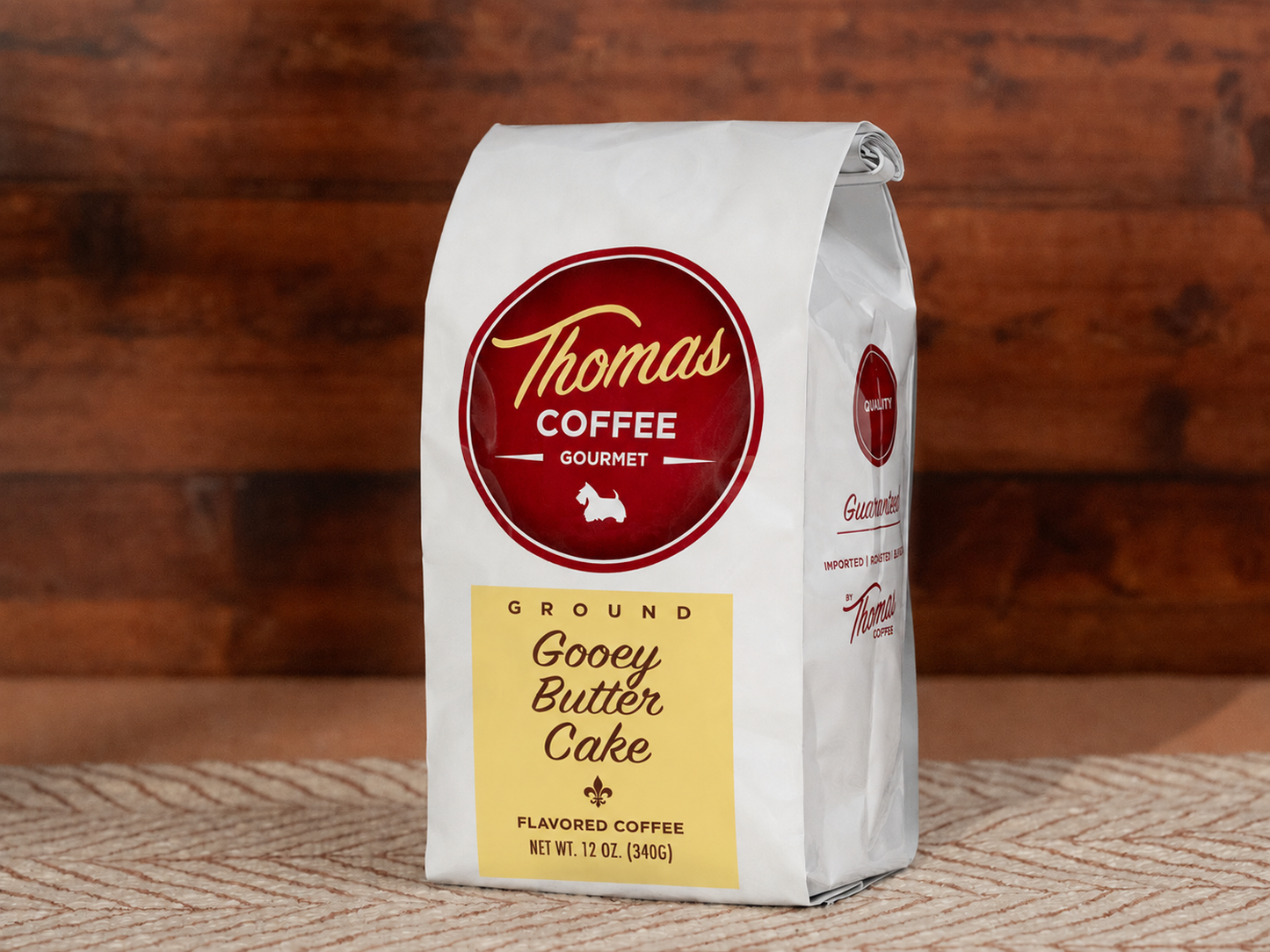 White bag of Thomas Coffee Gooey Butter Cake blend